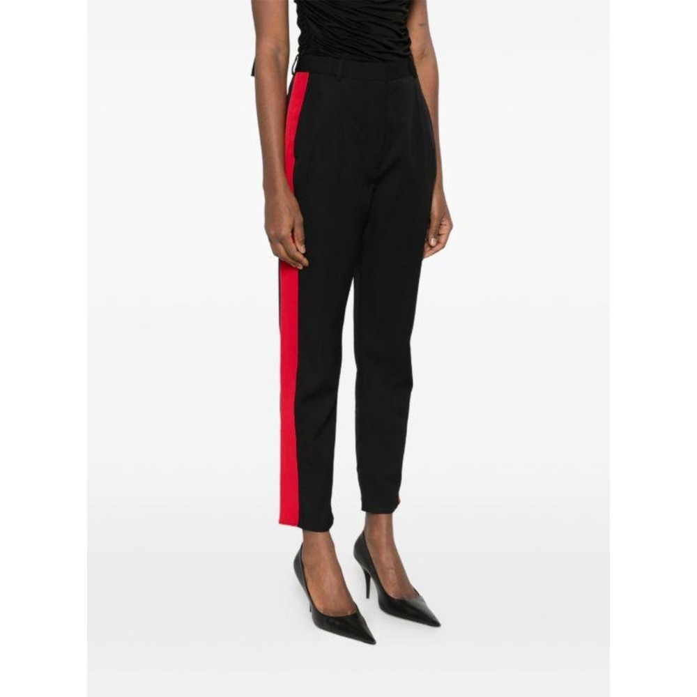 Alexander McQueen Black Wool Trousers Red Tuxedo Stripe Designer Bold IT 44 US 8